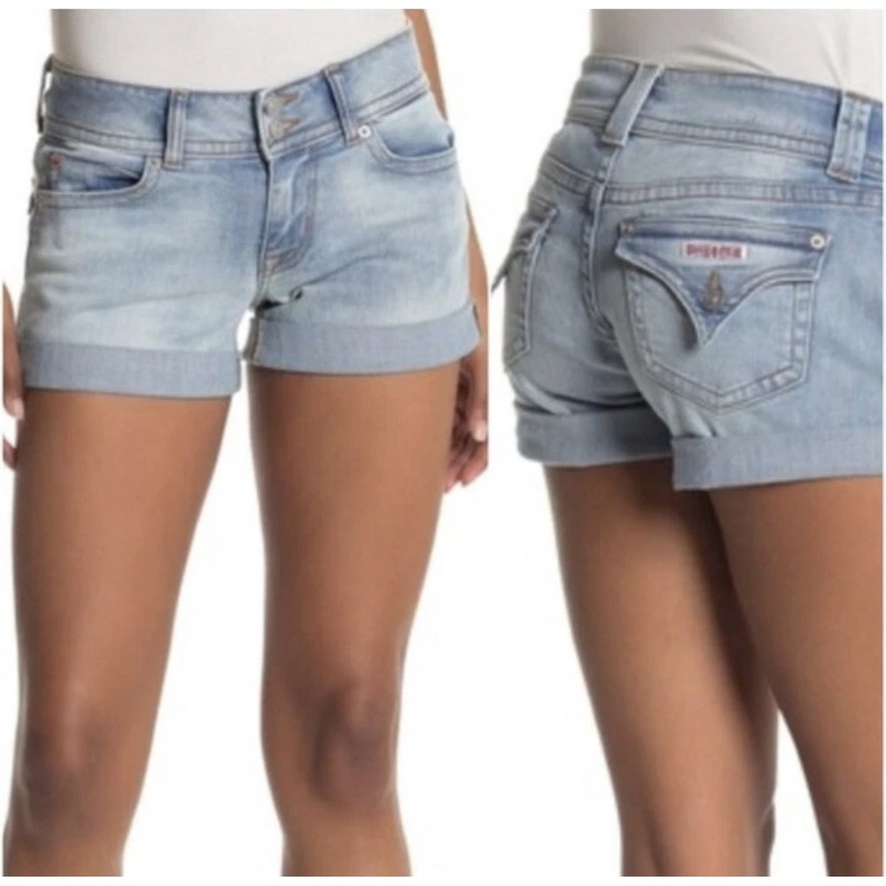 Hudson Women 28 Ruby Mid Thigh Short Light Wash Cuffed Denim Jean Shorts Luxury